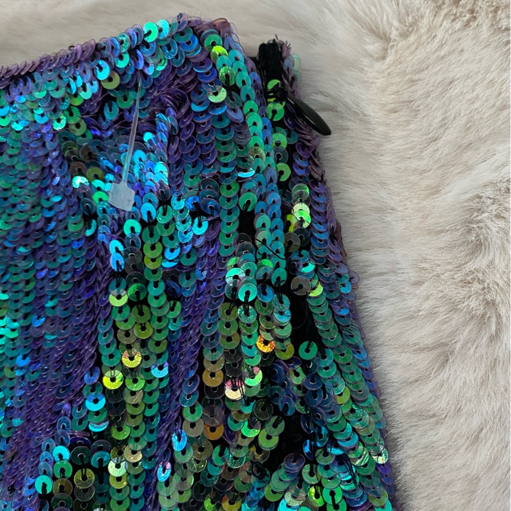 Y2 🧜‍♀️💜💚Armani Exchange sequin mini skirt NWT💚💜 - Picture 16 of 16